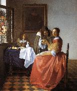 Jan Vermeer A Lady and Two Gentlemen oil painting